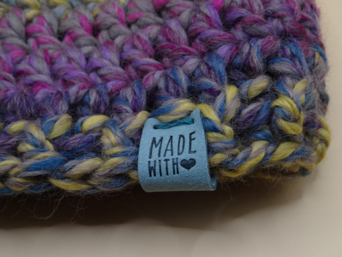 Crocheted Hat - Grey/Fuscia multi-color
