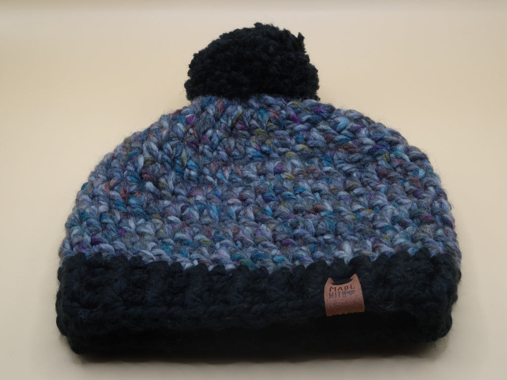 Crocheted Hat - Black/Grey multi-color