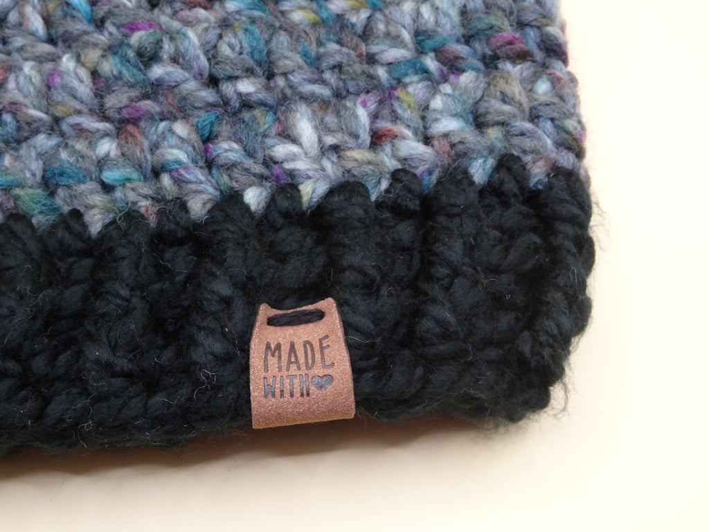 Crocheted Hat - Black/Grey multi-color