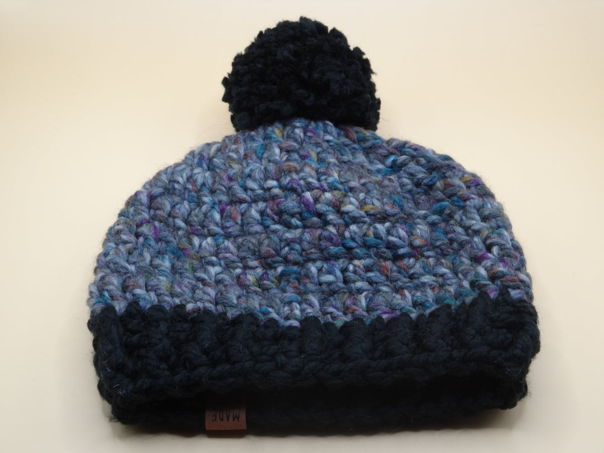 Crocheted Hat - Black/Grey multi-color