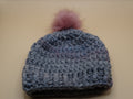 Crocheted Hat - Grey/Blush