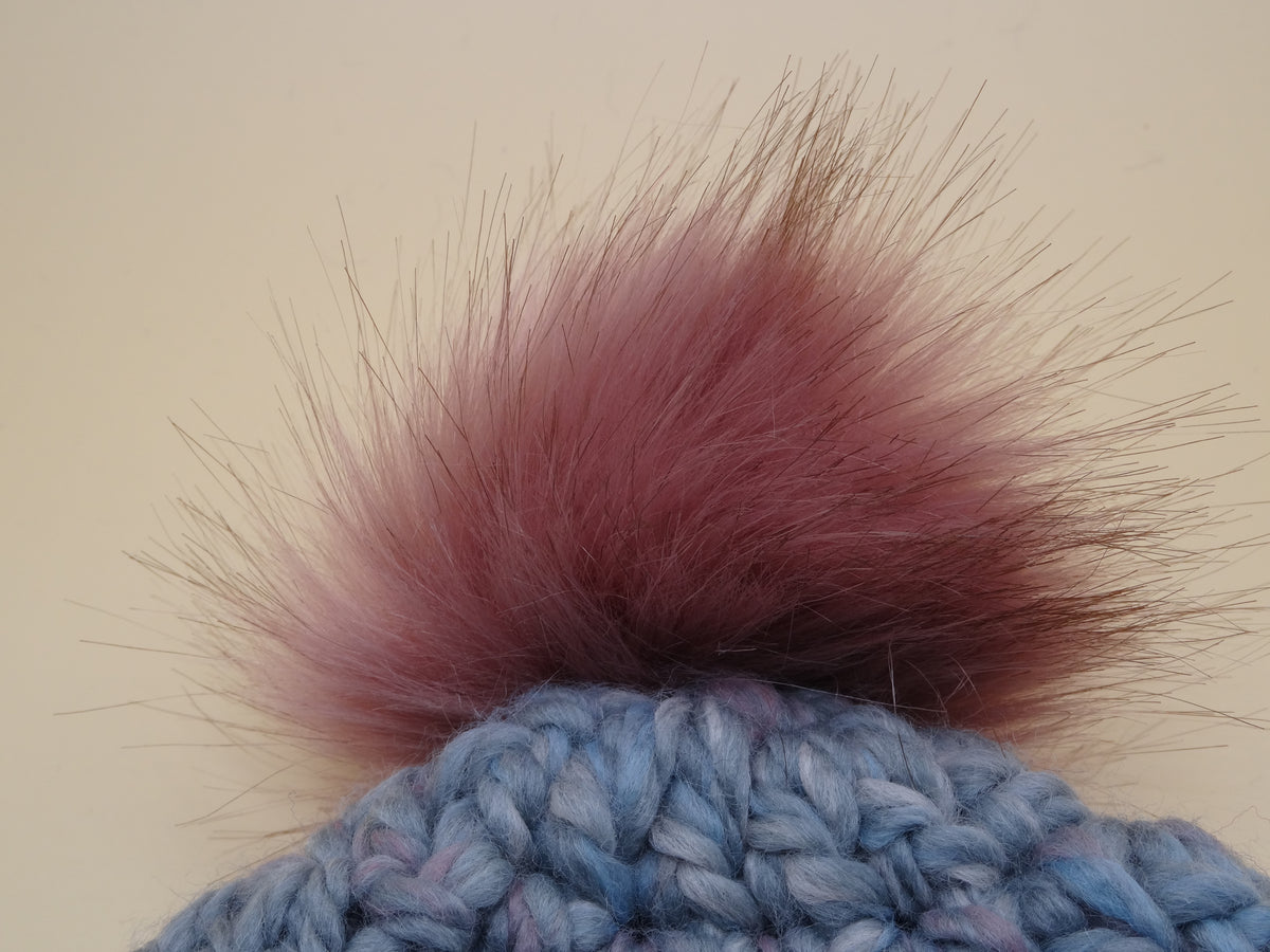 Crocheted Hat - Grey/Blush