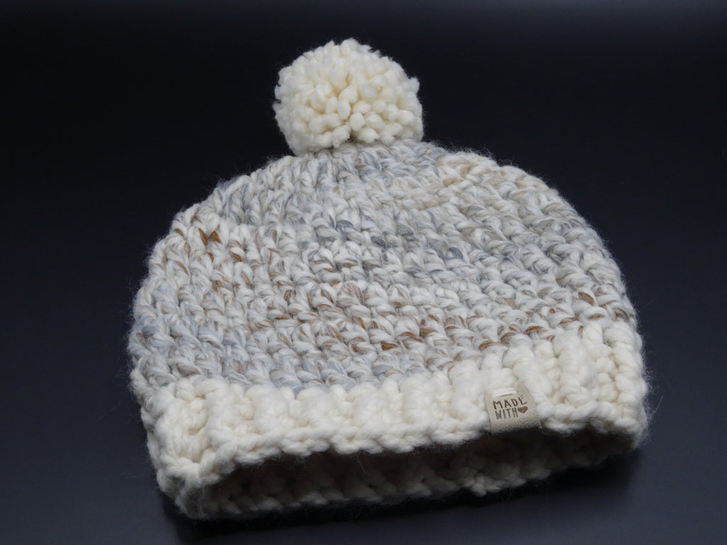 Crocheted Hat - Cream/Neutral multi-color