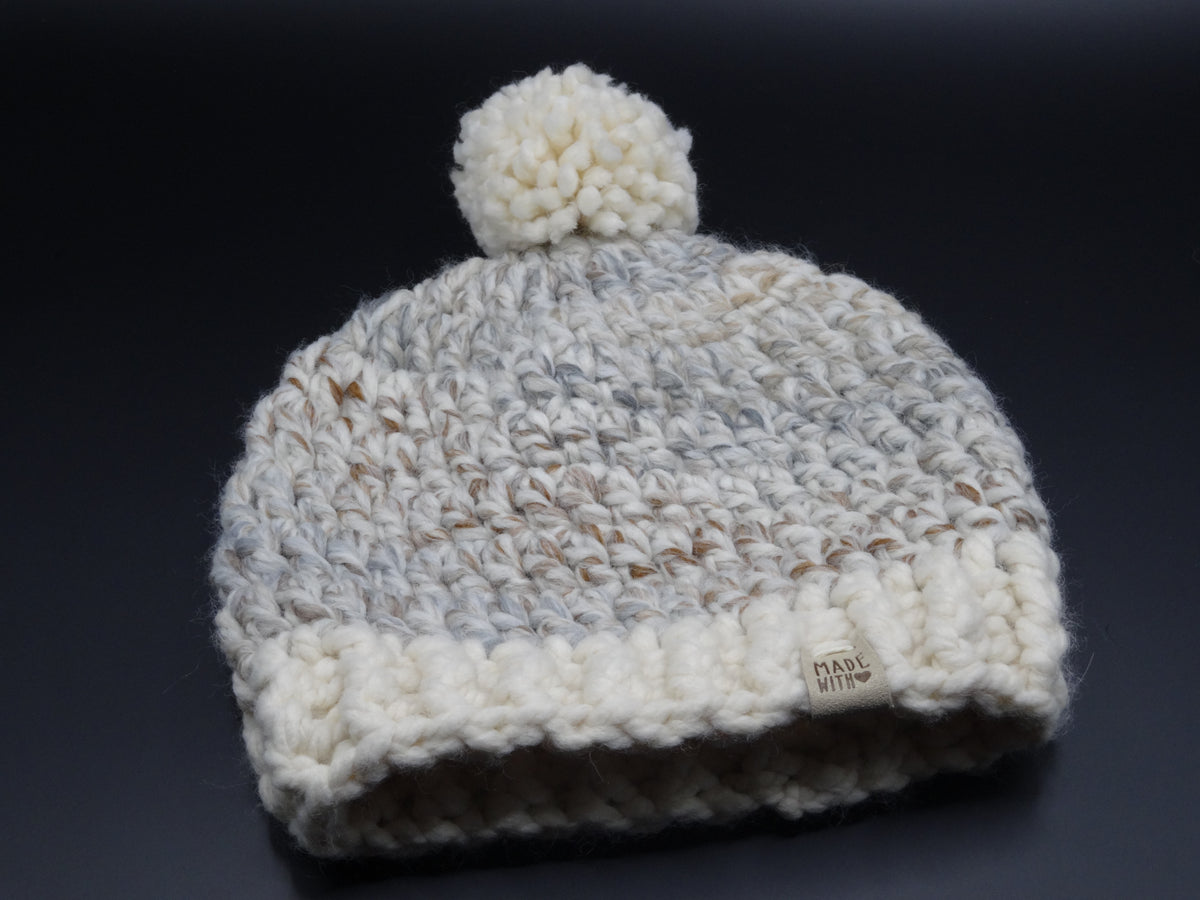 Crocheted Hat - Cream/Neutral multi-color