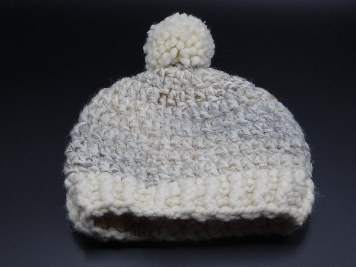 Crocheted Hat - Cream/Neutral multi-color